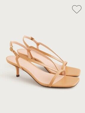 J.Crew Women's Krista slingback kitten-heel sandals in leather Sz 8 $168 Tan